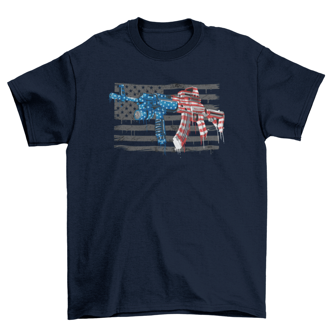 USA FLAG ASSAULT RIFLE T-Shirt